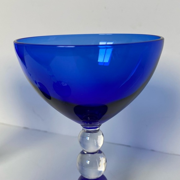 Bryce Brothers Cobalt Blue Aristocrat Wine Glass Sherbet Set of 2 of Ball Stem - Picture 3 of 11